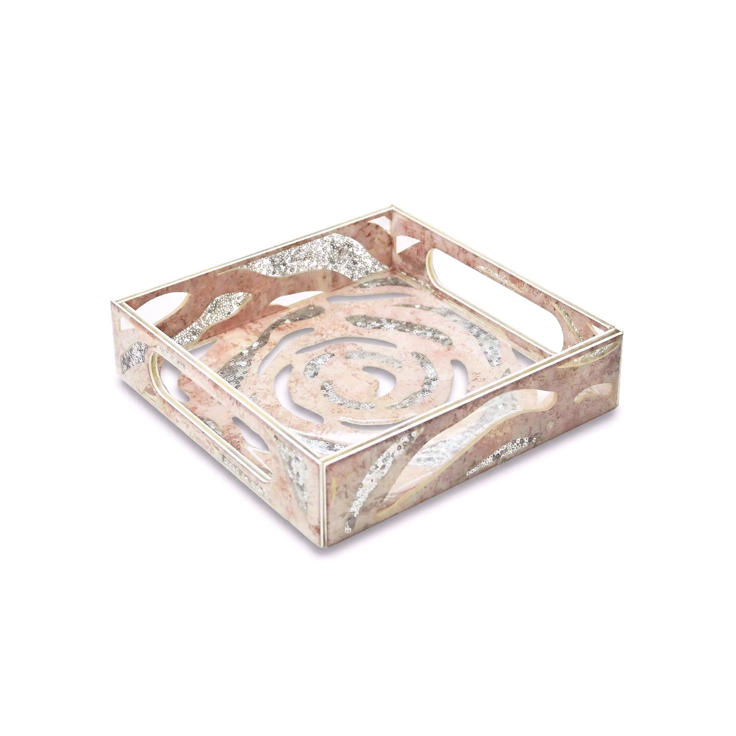 Lotus & Rosette Peach: 4 Wall Tray