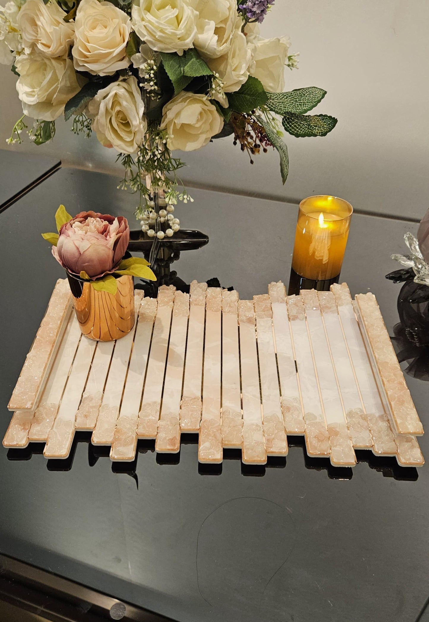 High-Low Stones Pink: Large Tray