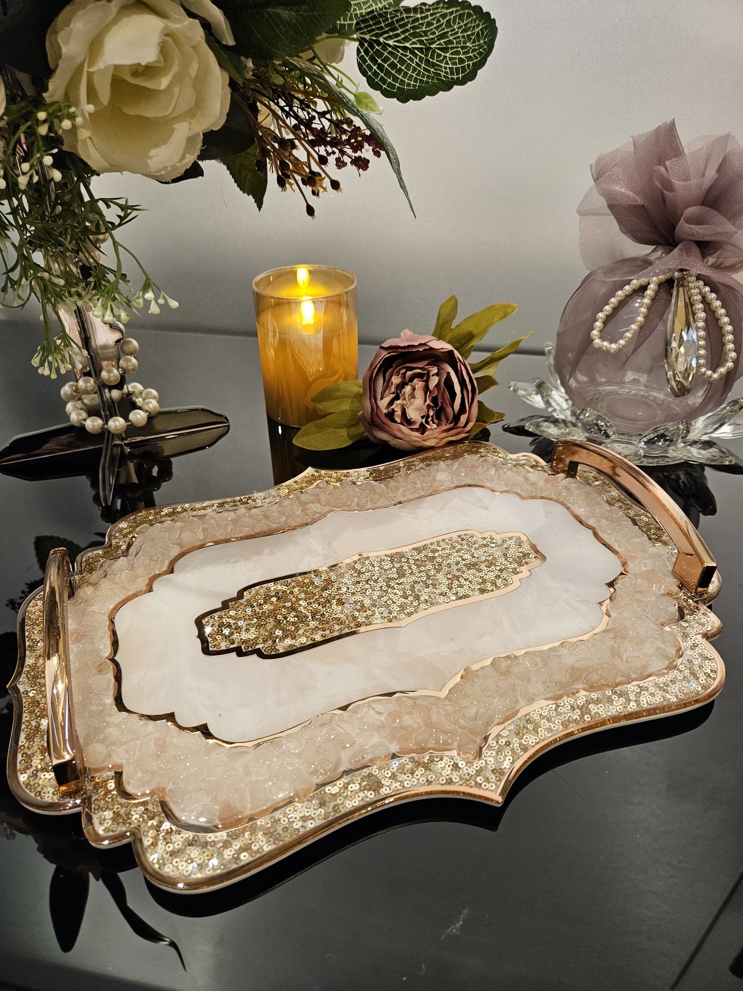 Rose Gold Rose Stones: Large Tray