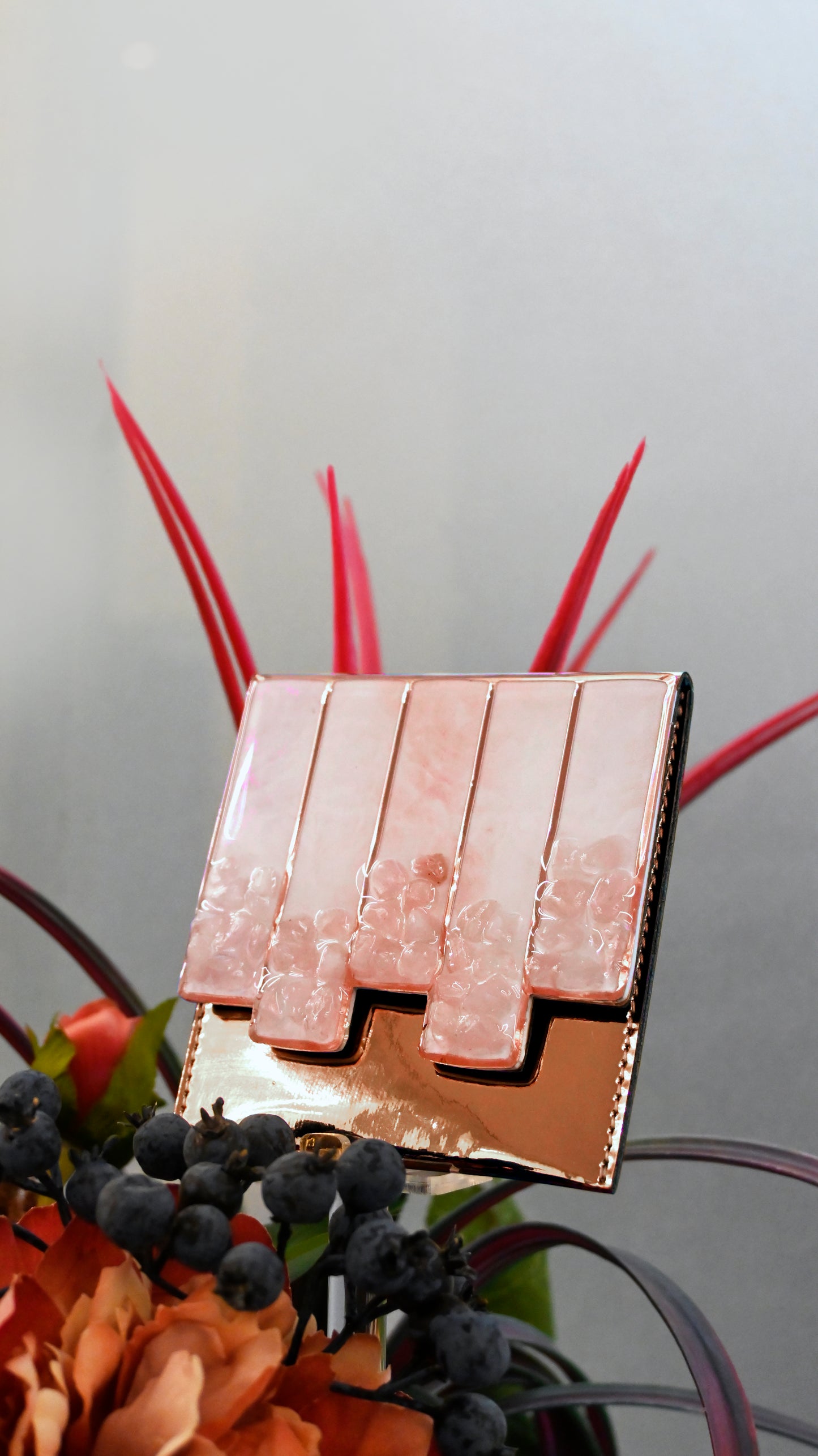High-Low Pink Stones: Small Clutch