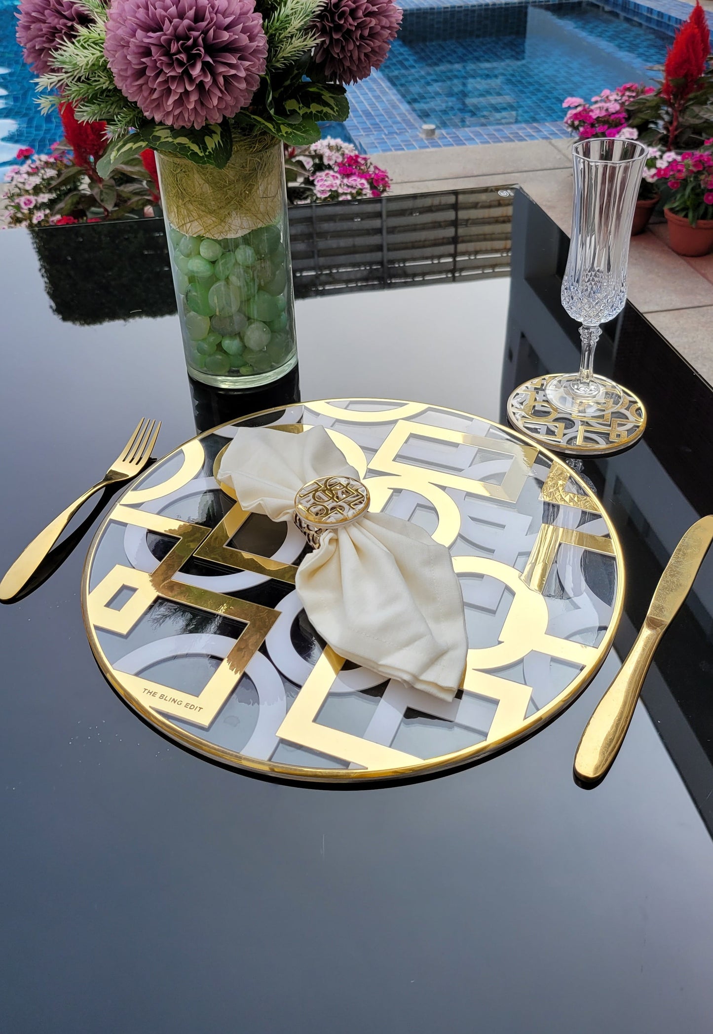 Blocks White & Gold: Round Placemat