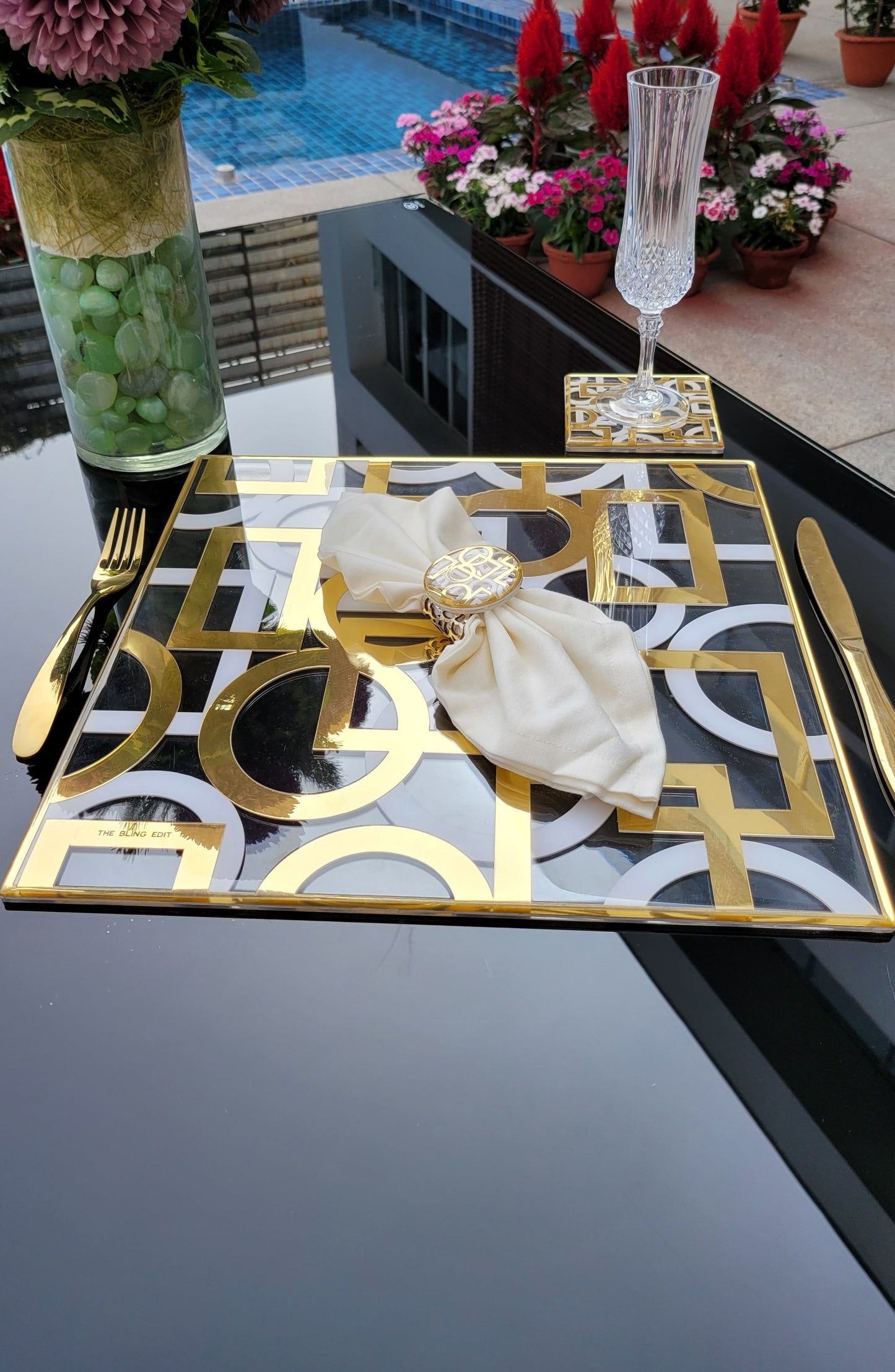 Blocks White & Gold: Square Placemat
