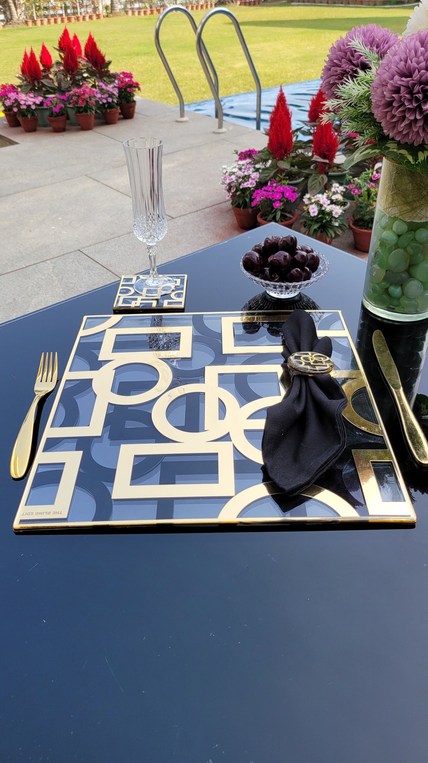 Blocks Black & Gold: Square Placemat