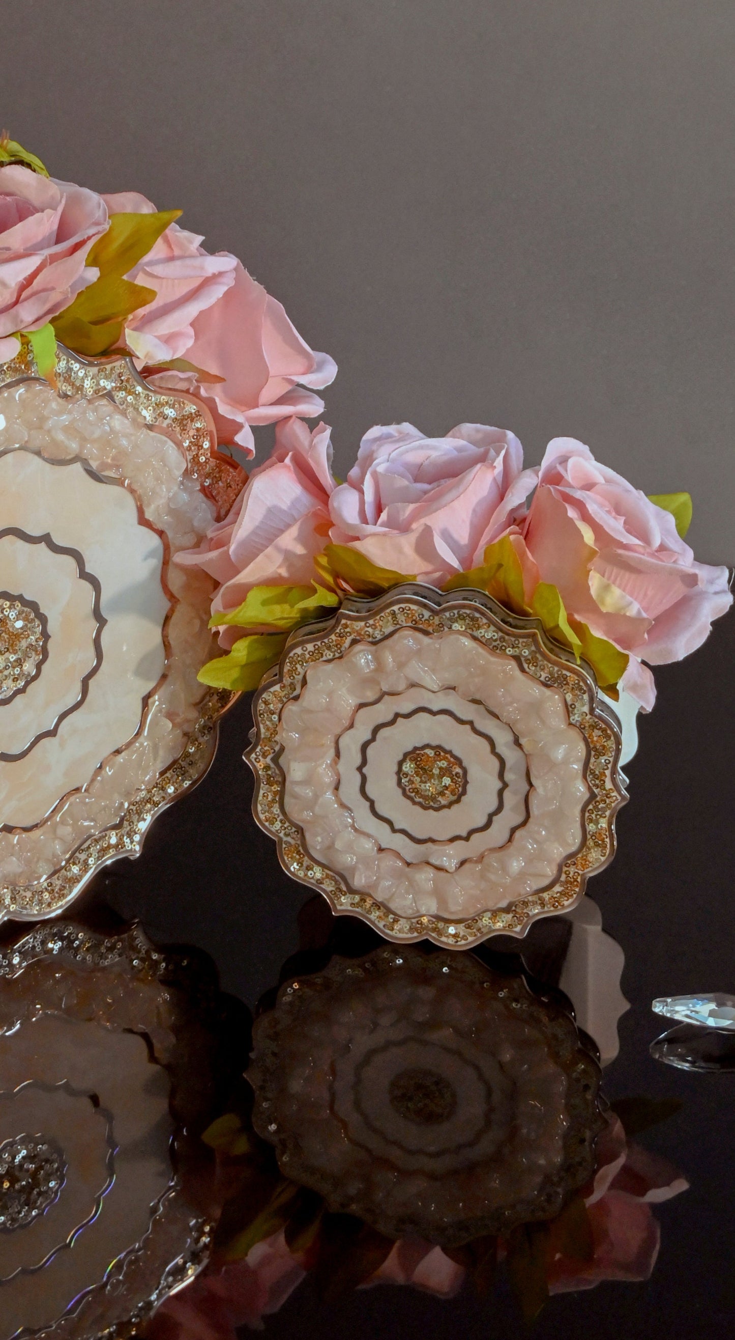 Rose Gold Rose Stones: 6" Vase