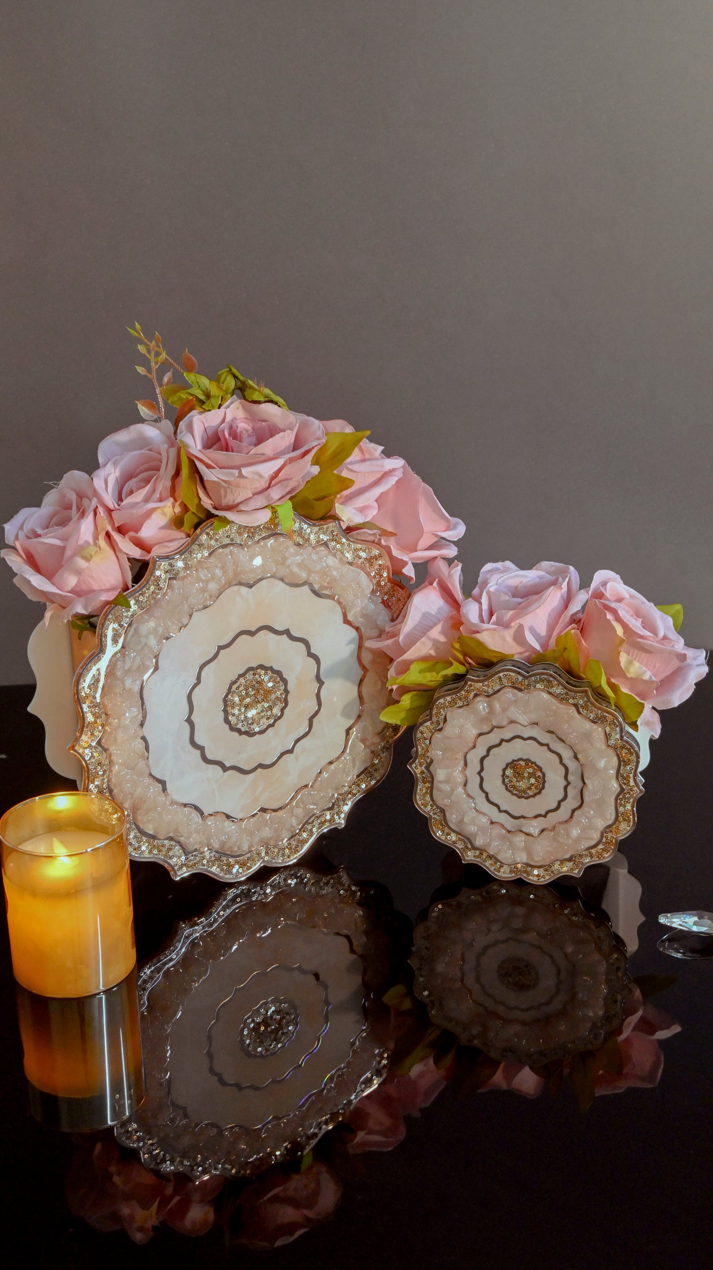 Rose Gold Rose Stones: 10" Vase