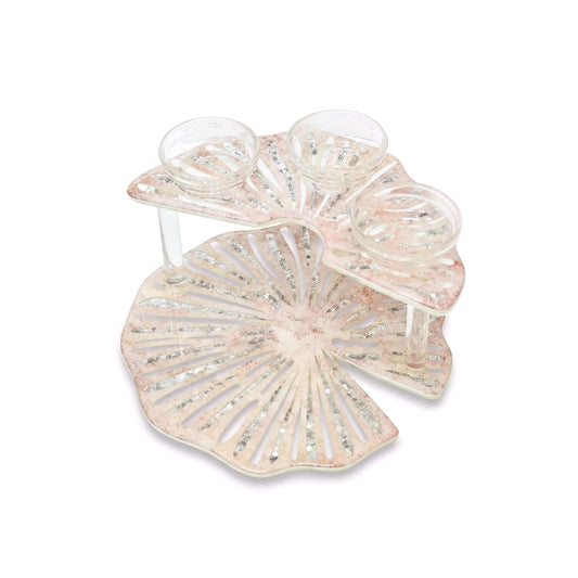 Lotus & Rosette Peach: 2 Layer Dip Platter