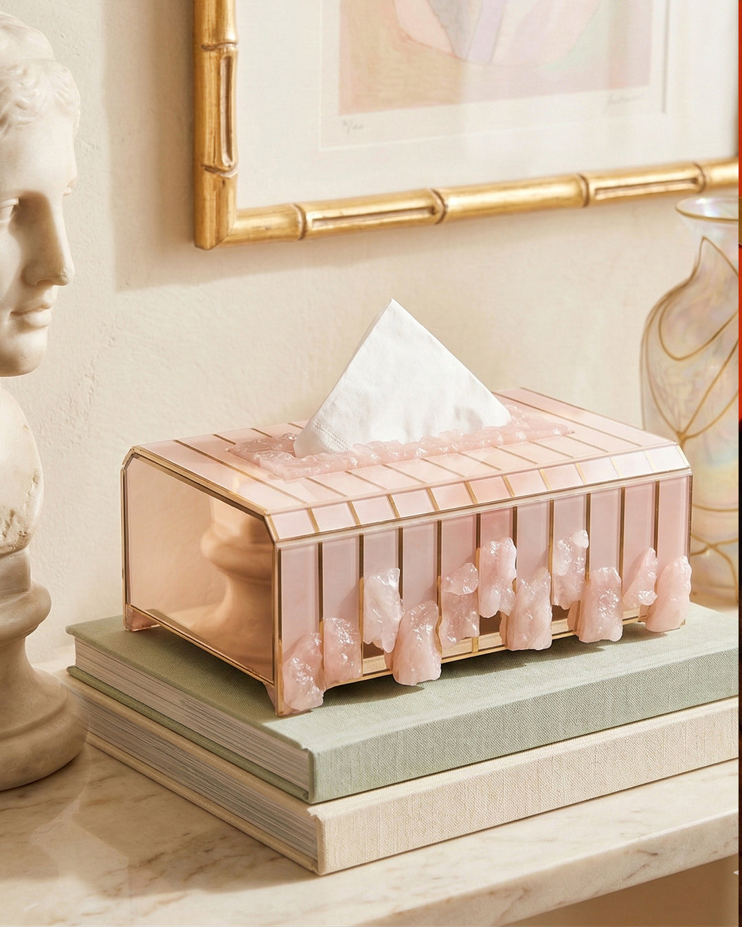 High-Low Stones Pink: Tissue Box
