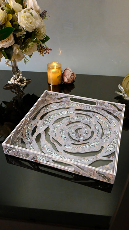 Lotus & Rosette Blue: 4 Wall Tray