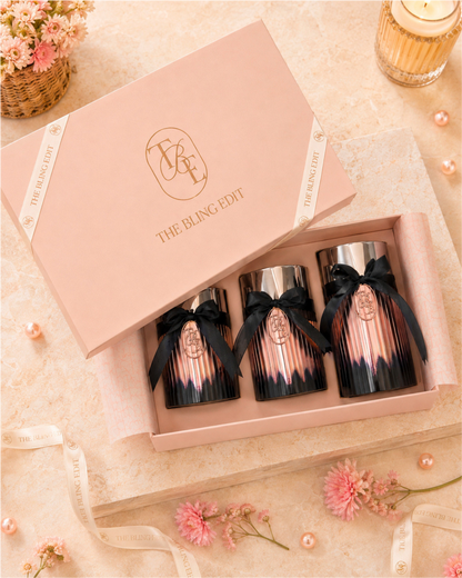 Metallic Rosegold: Fluted Glass Candle