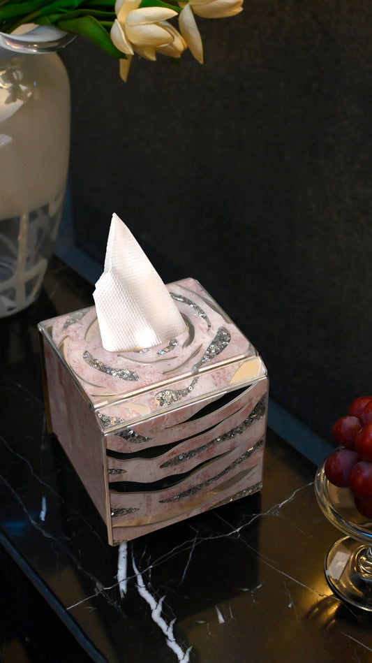 Lotus & Rosette Peach: Square Tissue Box