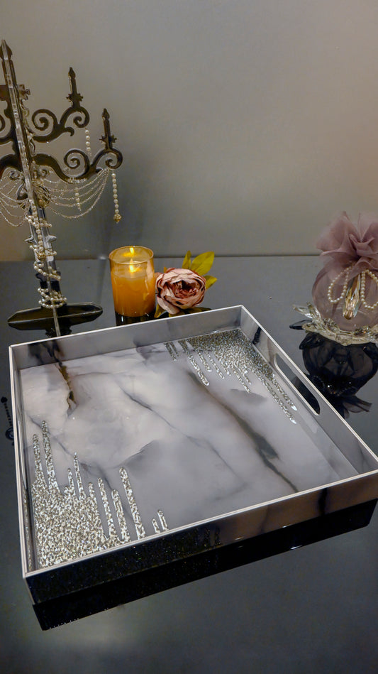 Crystal Droplets Grey: 4 Wall Tray