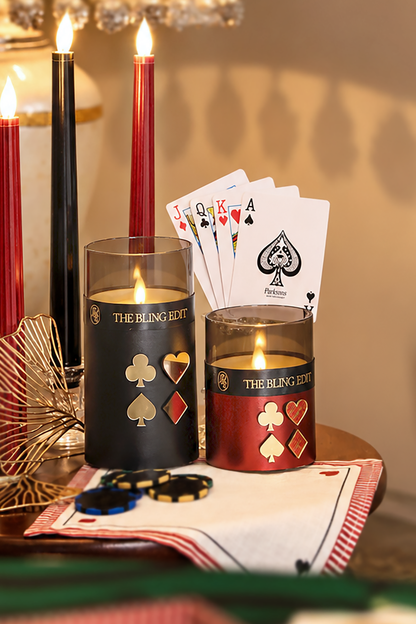 Games Night: Metallic Black Sleek Candle (Set of 3)