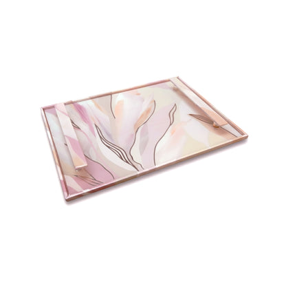Pink Bloom: Rectangular Border Tray