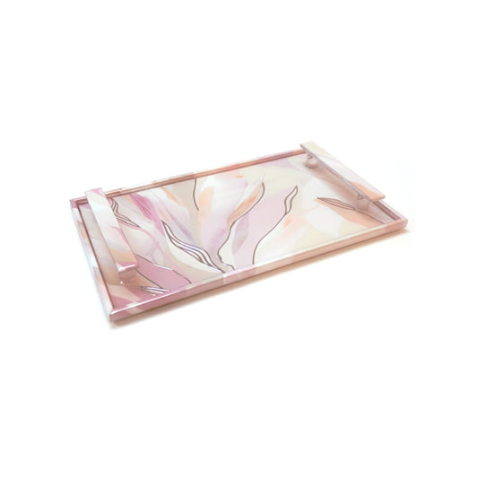 Pink Bloom: Rectangular Border Tray