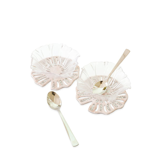 Lotus & Rosette Peach: Flower Bowl (Set Of 2)