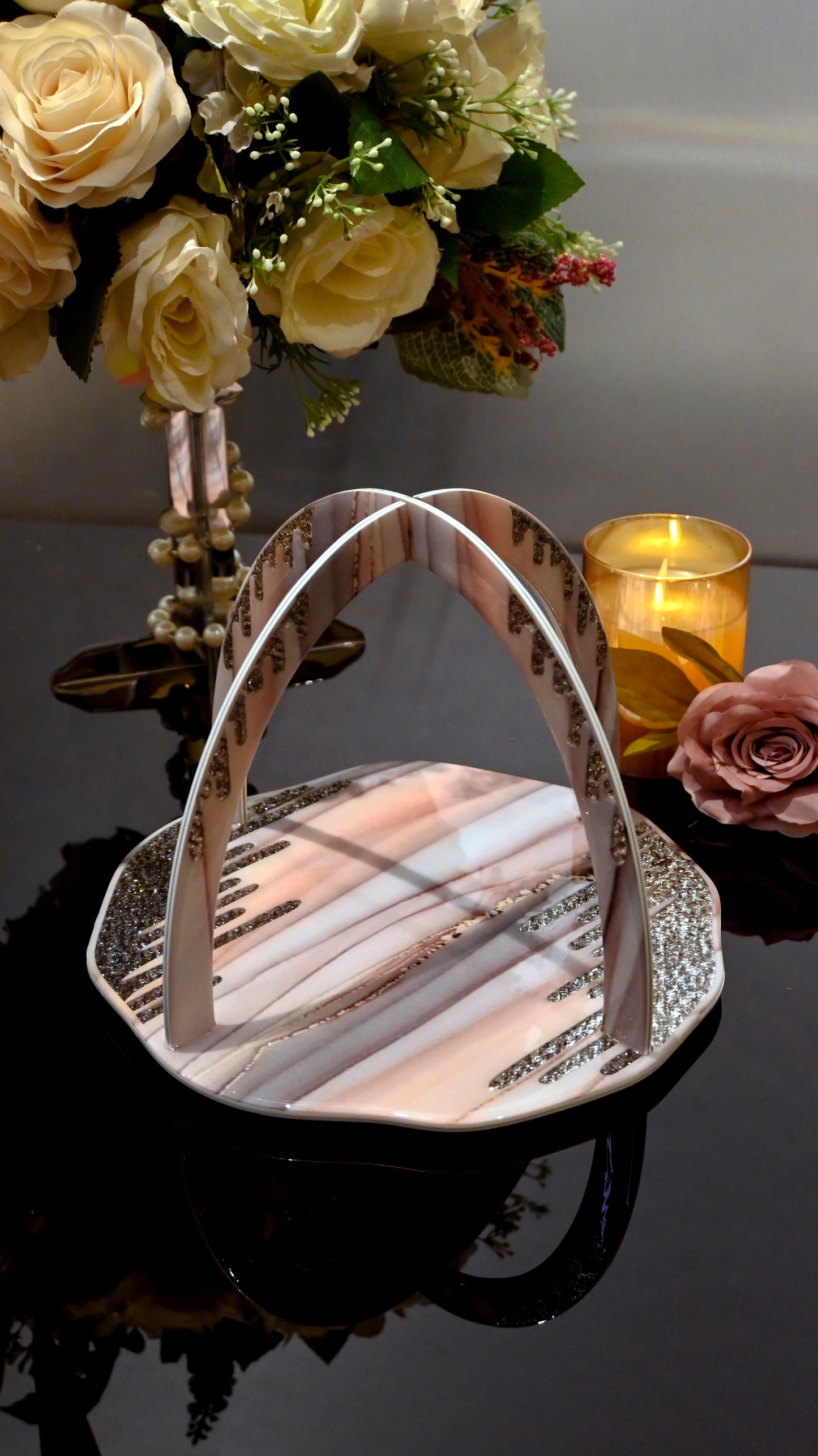 Crystal Droplets Peach Wave: Criss Cross Platter