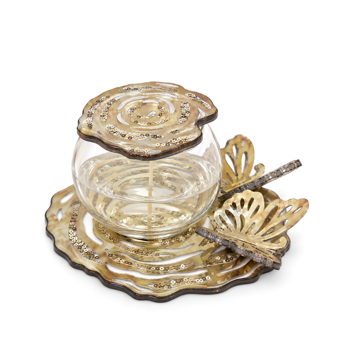 Metallic Silver Rosette: Butterfly Jar Candle