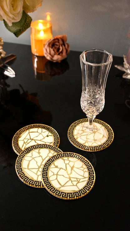 Broken Tree Black White Gold: Coasters (Set of 4)