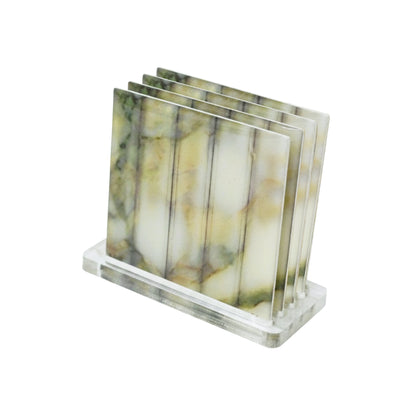 Fluted Marble Green: Coasters (Set of 4)