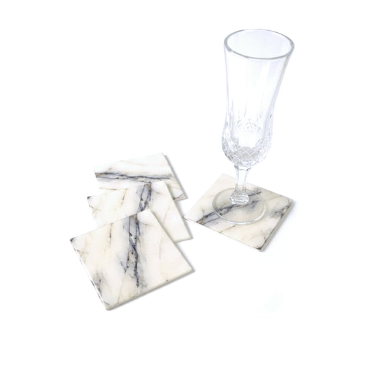 Italian Marble: Coasters with Coaster Holder (Set of 4)