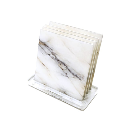 Italian Marble: Coasters with Coaster Holder (Set of 4)