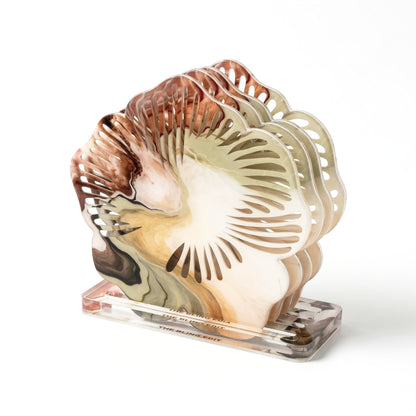 Desert Symphony: Floral Coasters with Coaster Holder (Set of 4)