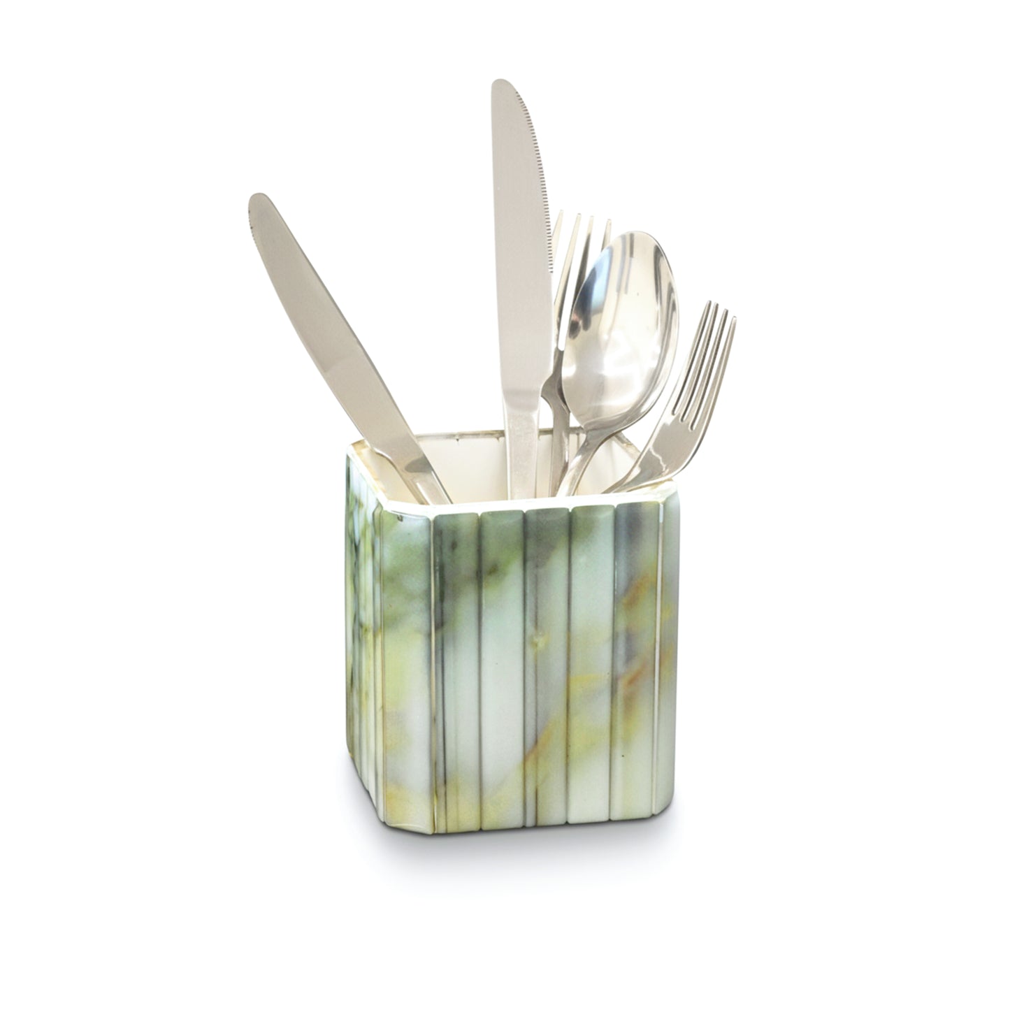 Fluted Marble Green: Cutlery Holder