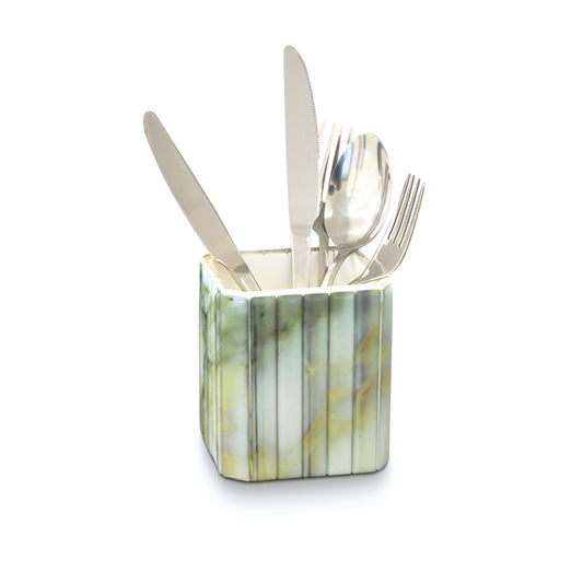 Fluted Marble Green: Cutlery Holder