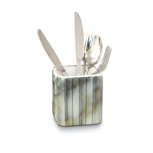 Fluted Marble Green: Cutlery Holder