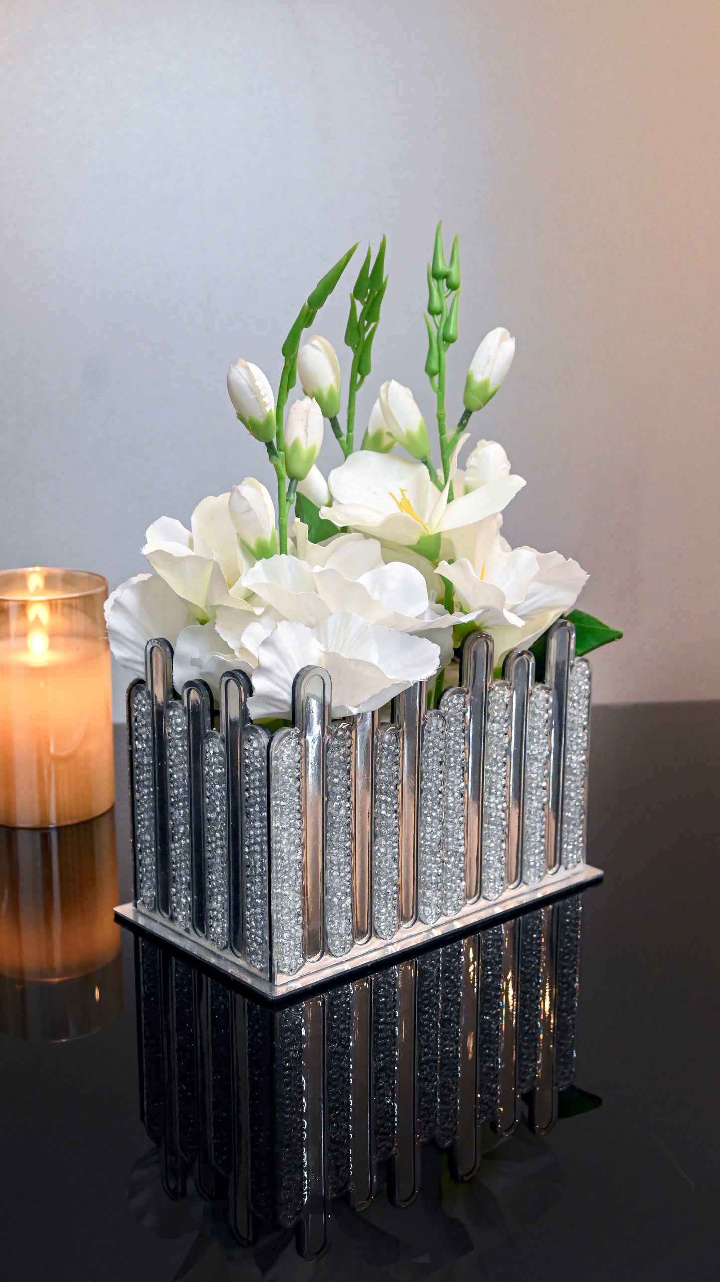 Silver Crystal High Low: Vase