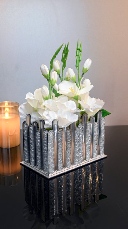 Silver Crystal High Low: Vase