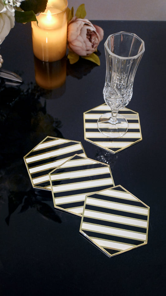 Black & White Linear: Coaster (Set Of 4)