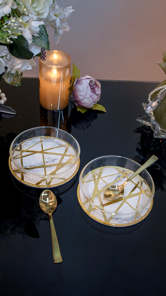 Marble Dancing Line: Bowl (Set Of 2)