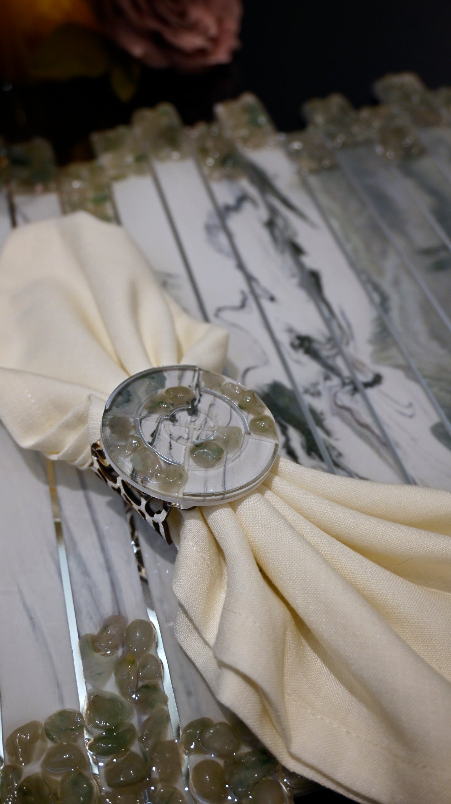 High Low Stones Green: Napkin Ring (Set Of 4)