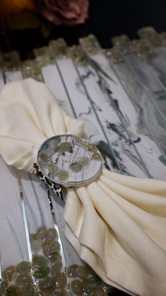 High Low Stones Green: Napkin Ring (Set Of 4)