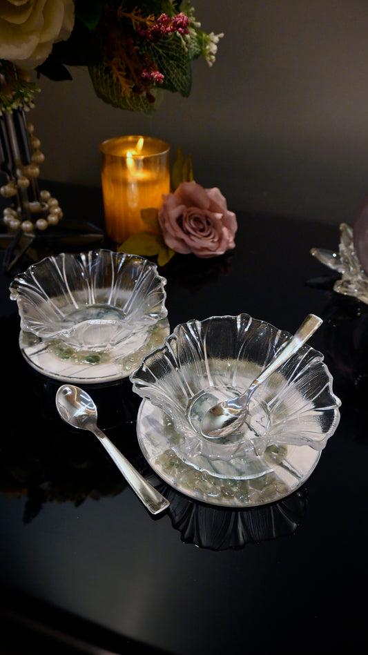 High Low Stones Green: Flower Bowl (Set Of 2)