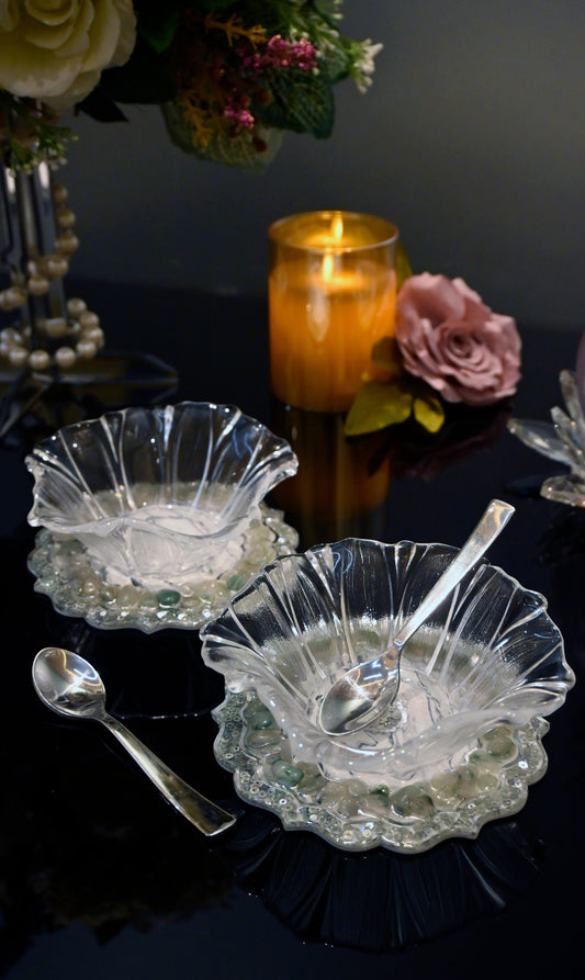 Rose Stones Green: Flower Bowl (Set Of 2)