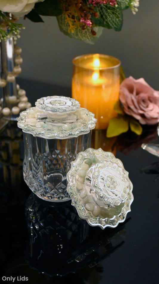 Rose Stones Green: Lid (Set Of 2)