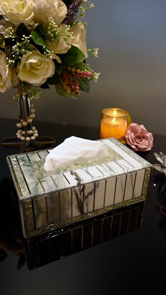 Rose Stones Green: Tissue Box