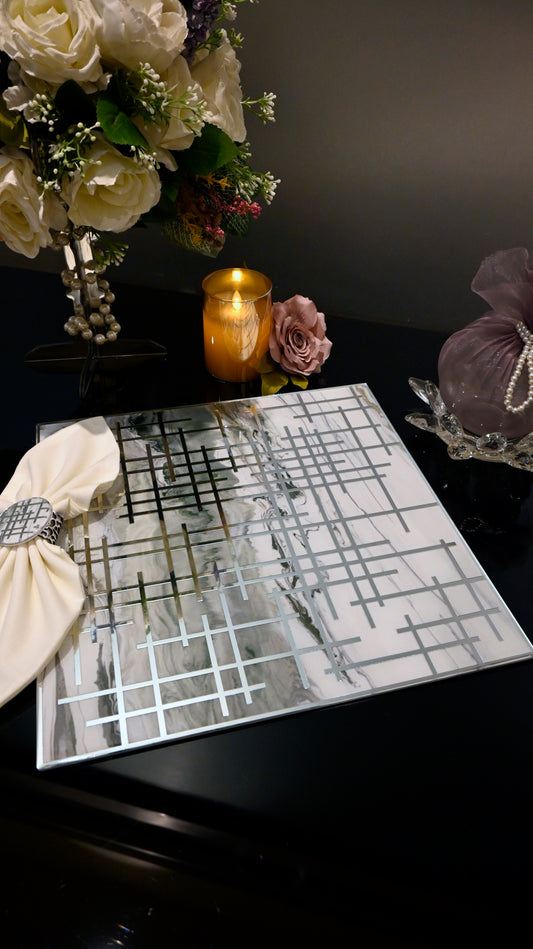 Linear Green With Silver: Placemat