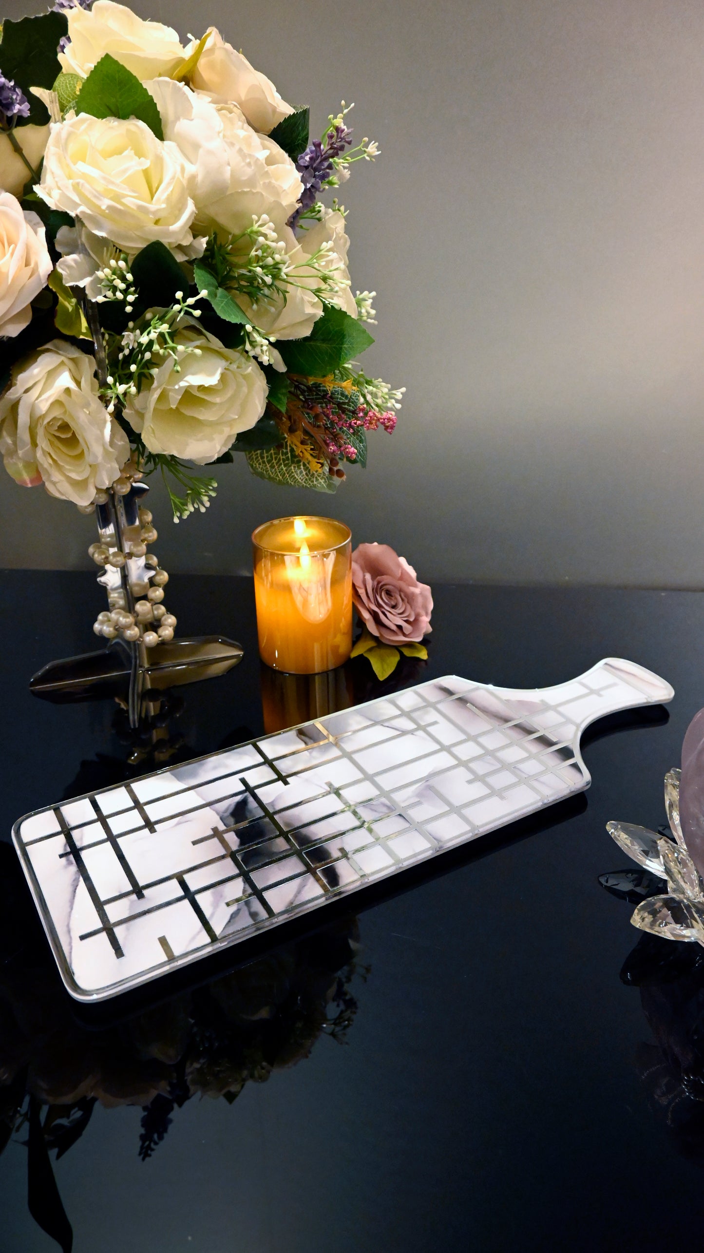 Linear Grey With Silver: Bat Platter