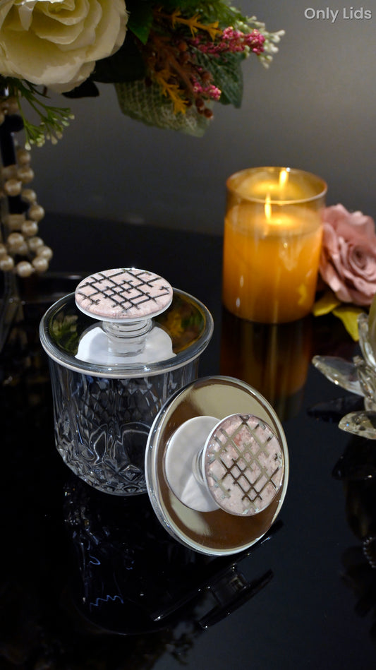 Linear Beige With Silver: Lids (Set Of 2)