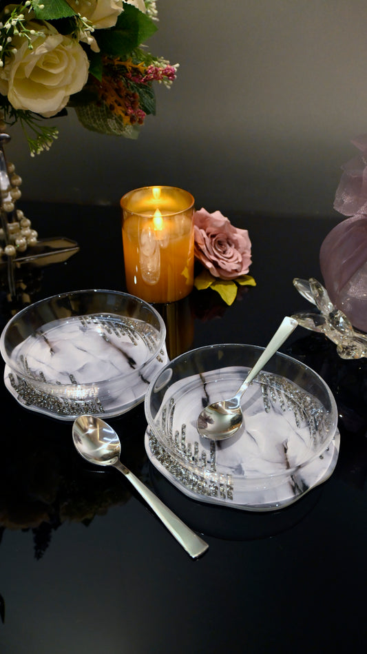 Crystal Droplets Grey: Bowl (Set Of 2)
