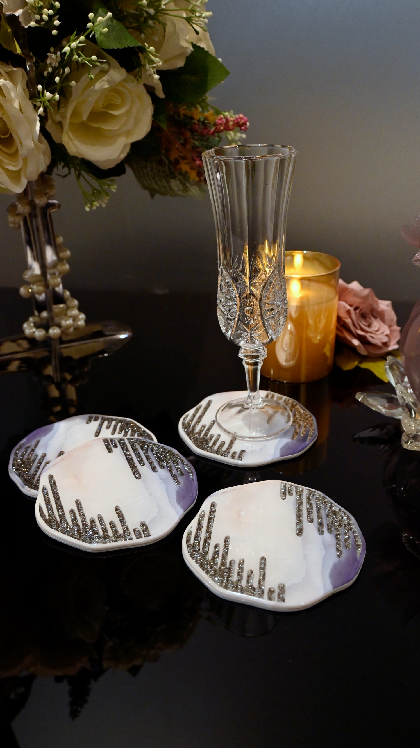 Crystal Droplets Blue: Coaster (Set Of 4)