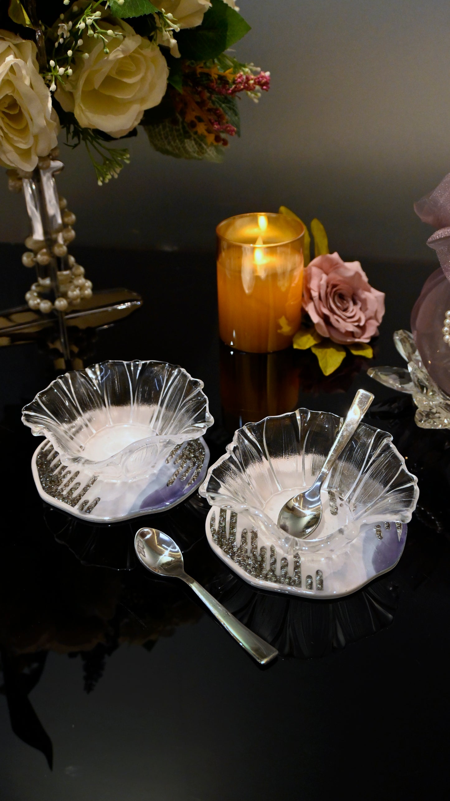Crystal Droplets Blue: Flower Bowl (Set Of 2)