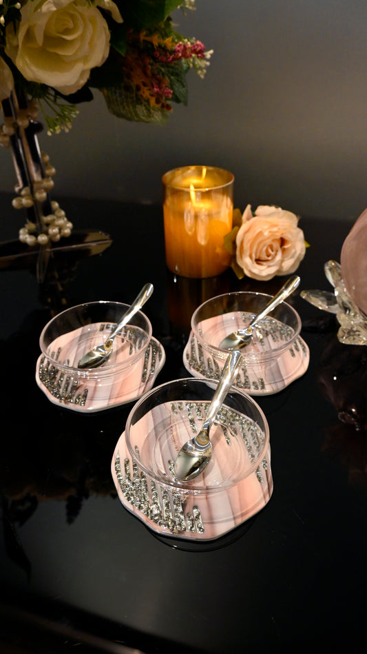 Crystal Droplets Peach Wave: Dip Bowl (Set Of 3)