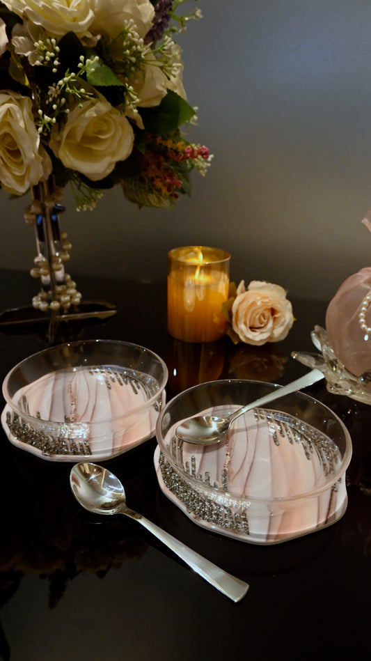 Crystal Droplets Peach Wave: Bowl (Set Of 2)