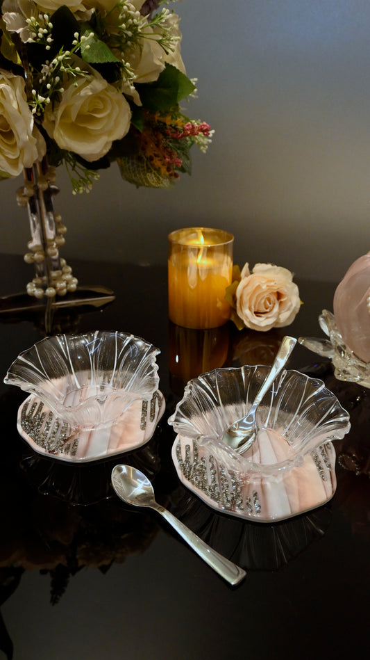 Crystal Droplets Peach Wave: Flower Bowl (Set Of 2)