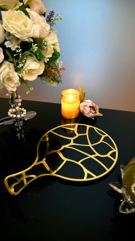 Black & Gold Broken Tree: Round Platter