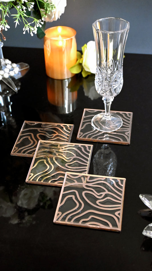 Rosegold Wave: Coaster (Set Of 4)